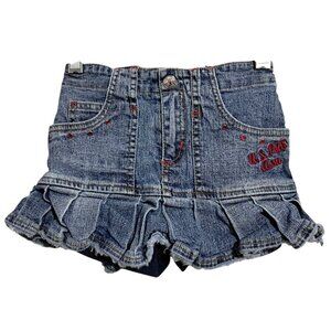 Y2K U.S. Polo Assn. Embellished Denim Skort Pleated Hem Embroidered Logo 3T